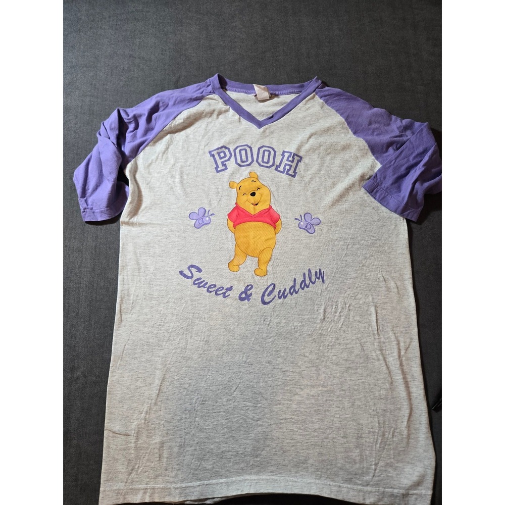 Vtg Disney Shirt Womens Small Winnie the Pooh Raglan Sleeve T-Shirt Lounge